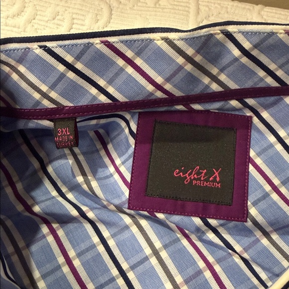 Eight X Premium Men's Blue Striped Shirt. 3XL. Nearly new - Picture 7 of 9